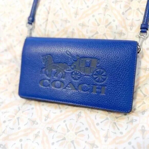 8 | 😍Coach Anna Foldover Clutch Crossbody Horse and Carriage (Sport Blue) - Picture 6 of 7